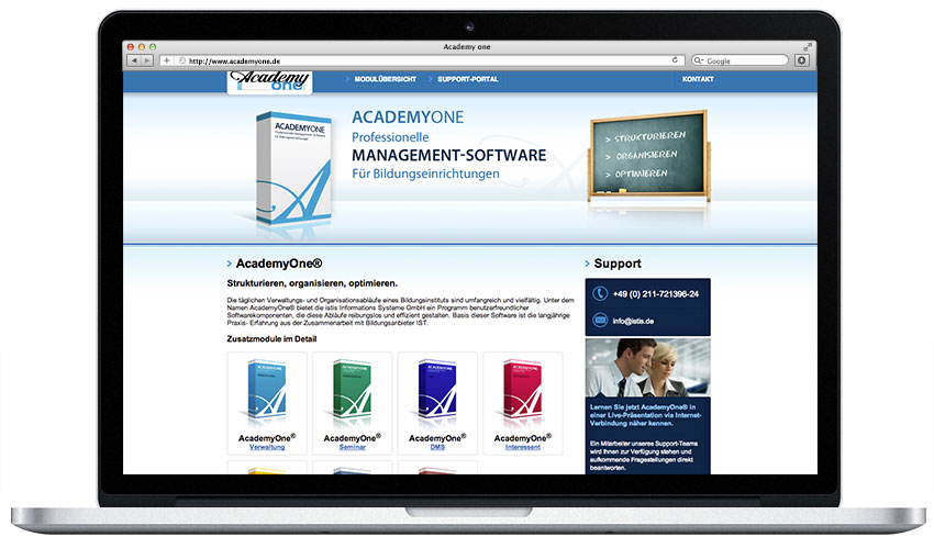 Academy one Screendesign