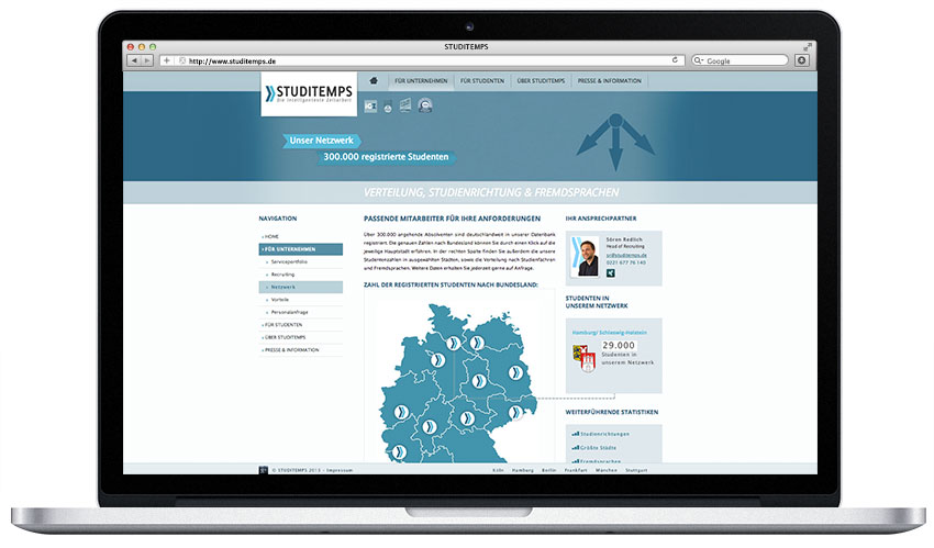 Studitemps Firmenwebseite