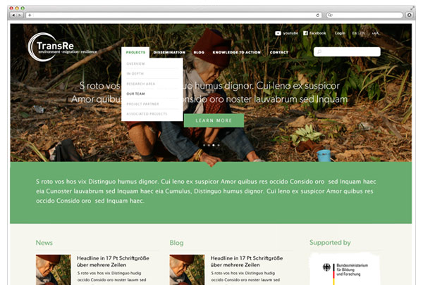 Projektwebseite für Forschungsprojekt